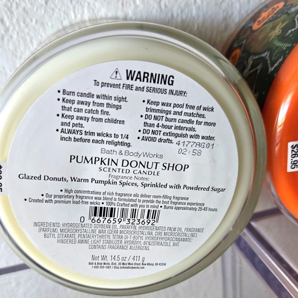 Pumpkin Donut 🍩 shop + Pumpkin 🎃 Carving Bath and Body Works ~ 2 Candles - Picture 7 of 11